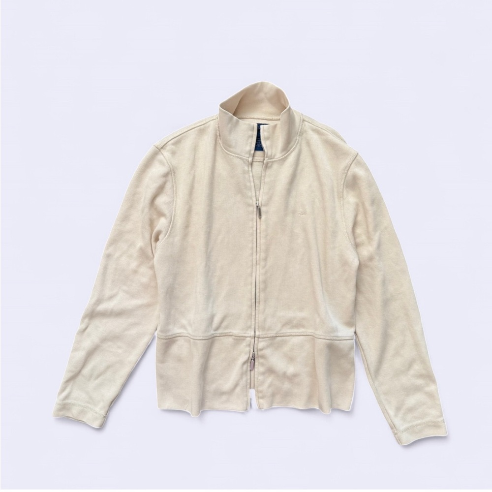 Vintage Faconnable Cream Zip Sweatshirt  Mock Neck Classic High Quality